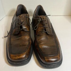Bass Albee Leather Dress Shoe Two Tone Brown Lace Up Square Toe Men's 10M